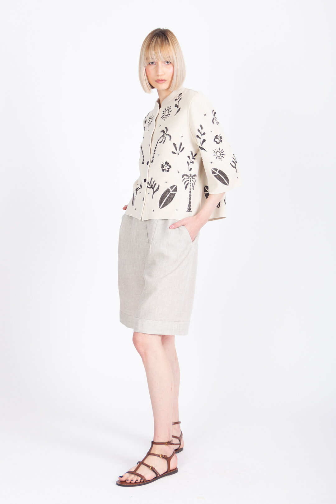 Jacket with Embroidery, Urban Botanic Pattern