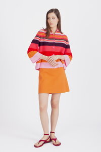 Cardigan With Back Pleat, Stripe Pattern