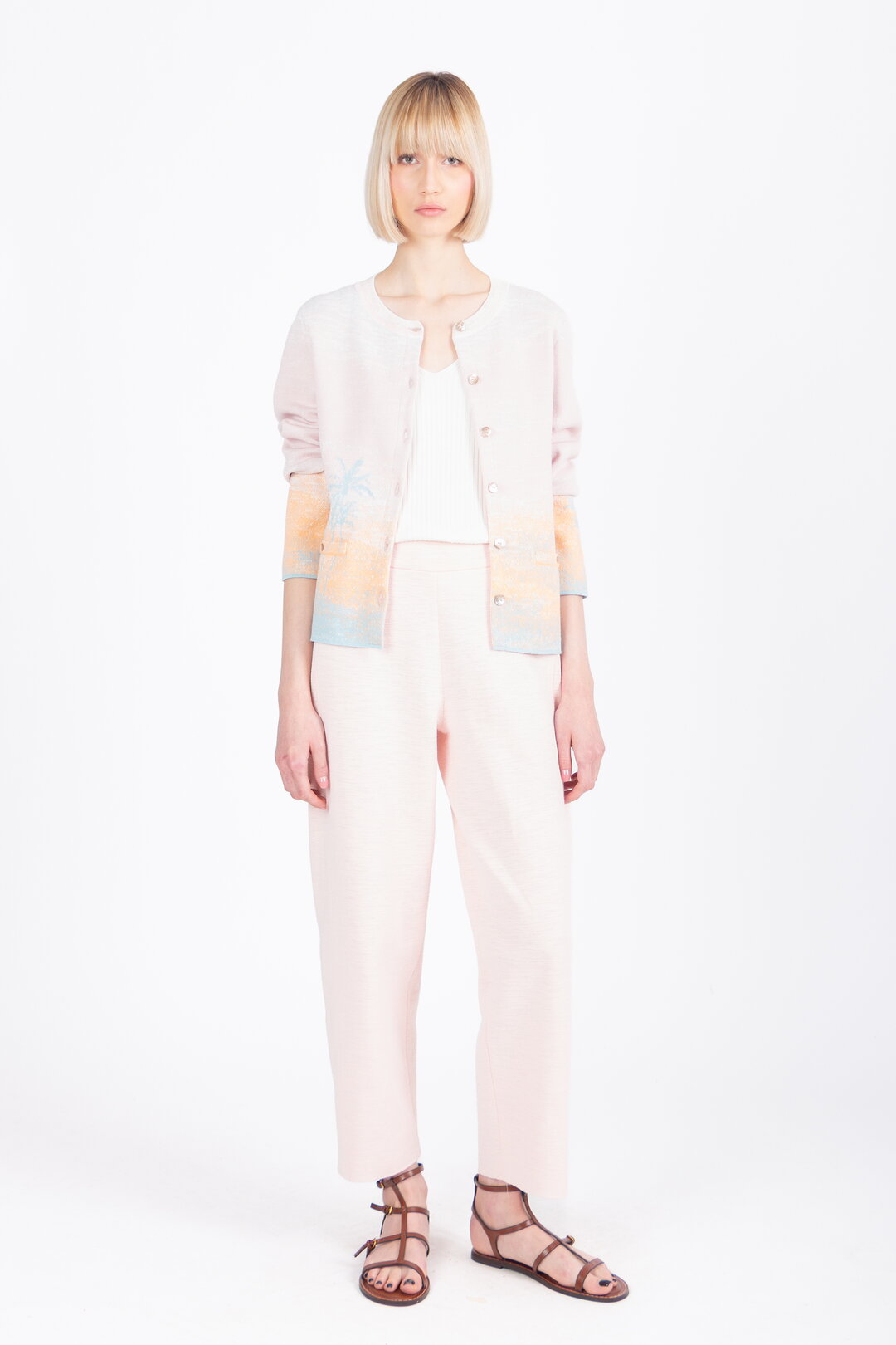 Jacquard Cardigan, Urban Sun Pattern