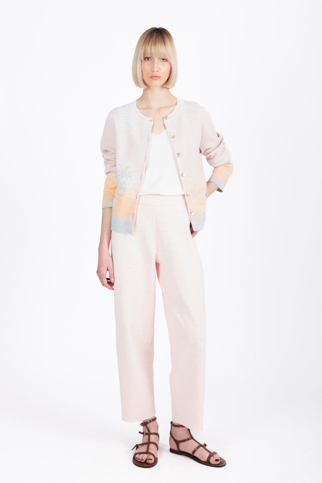 Jacquard Cardigan, Urban Sun Pattern