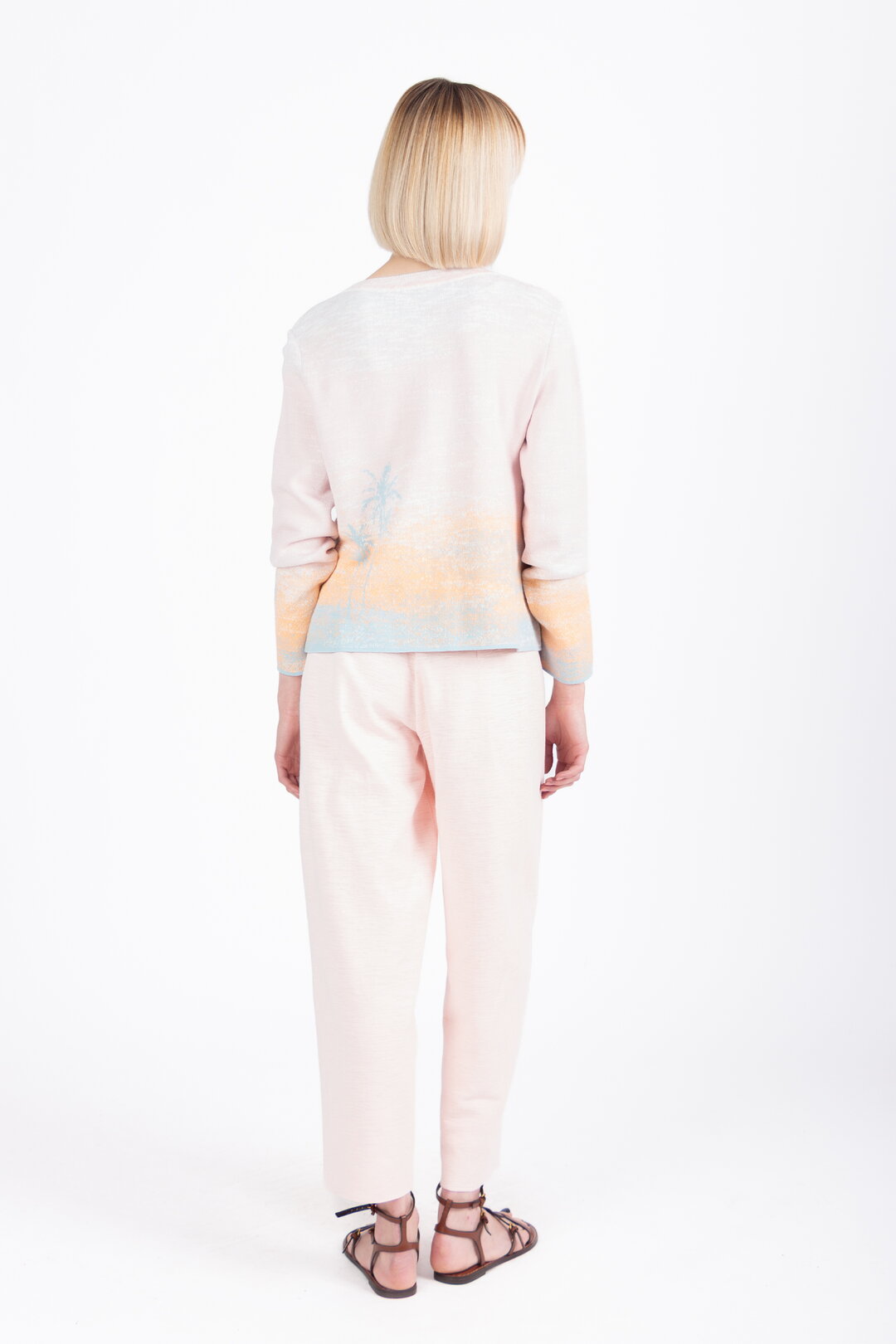 Jacquard Cardigan, Urban Sun Pattern