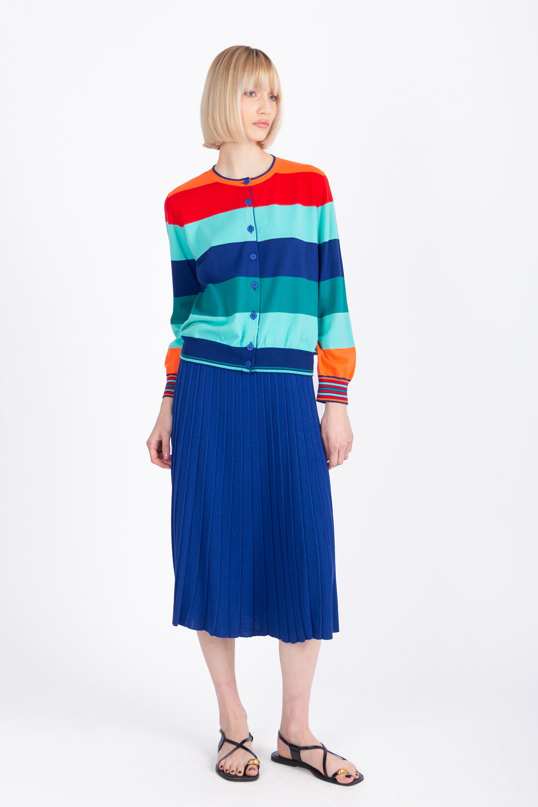 Jacquard Cardigan, Stripe Pattern