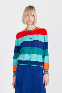 Jacquard Cardigan, Stripe Pattern