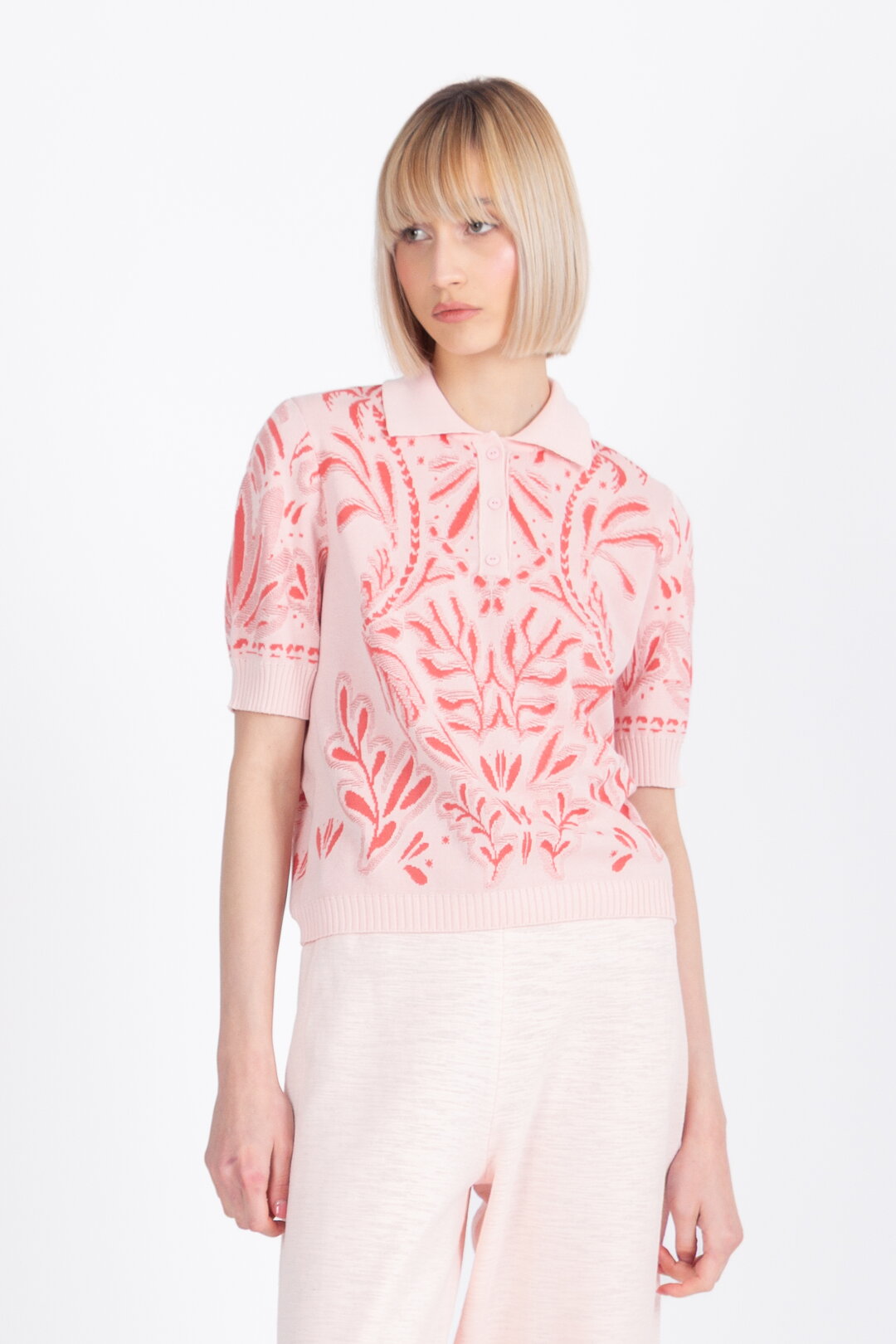 Jacquard Pullover, Urban Botanic Pattern