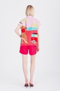 Sleeveless Pullover with Zipper, Urban Fun Pattern