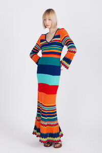 Long Ribbed Dress, Stripe Pattern