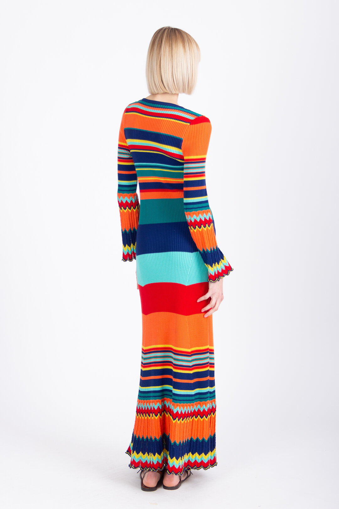 Long Ribbed Dress, Stripe Pattern