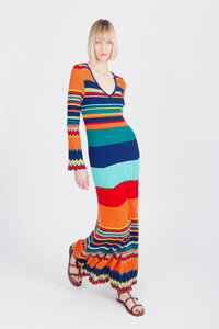 Long Ribbed Dress, Stripe Pattern