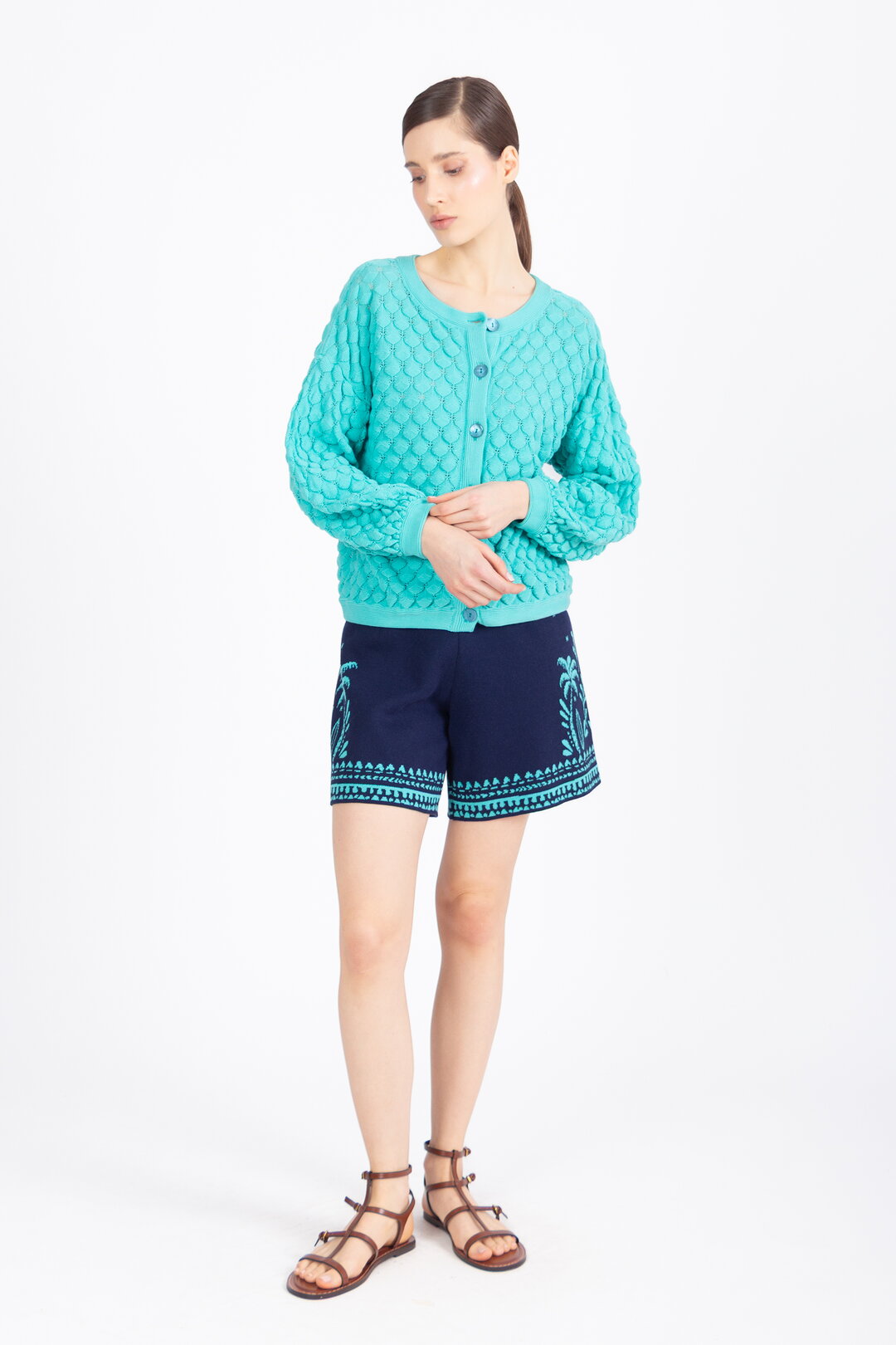 Jacquard-Shorts, Urban Botanic Motiv