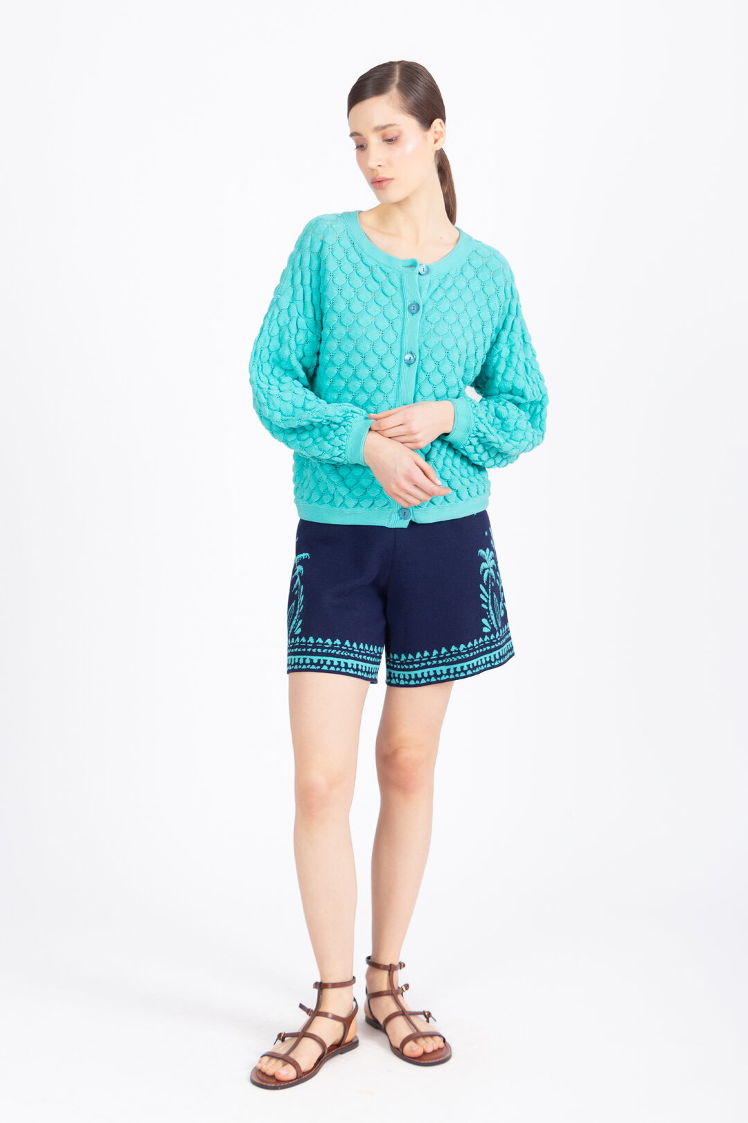 Jacquard-Shorts, Urban Botanic Motiv