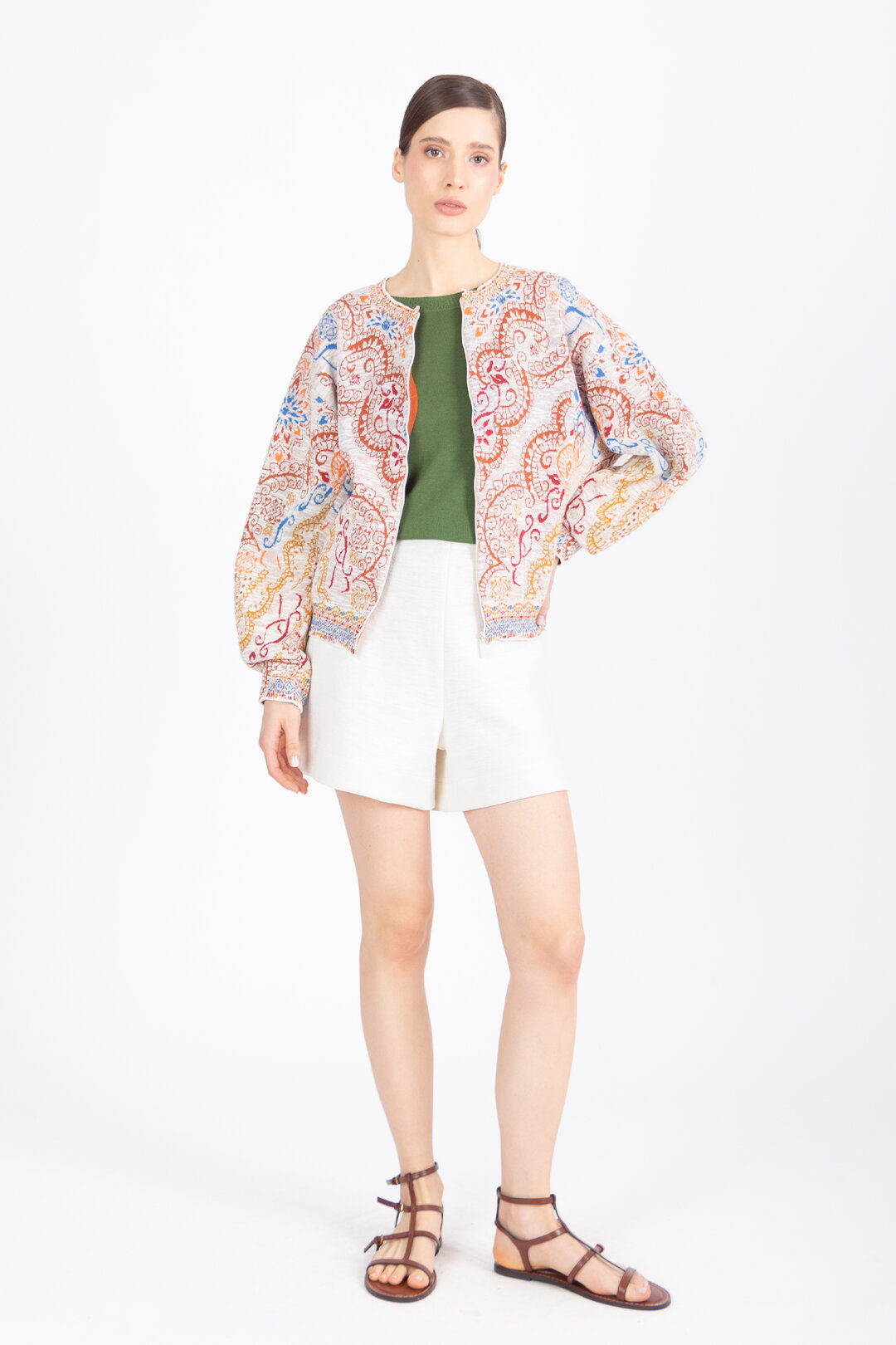 Batwing Sleeves Jacket, Ornament Pattern