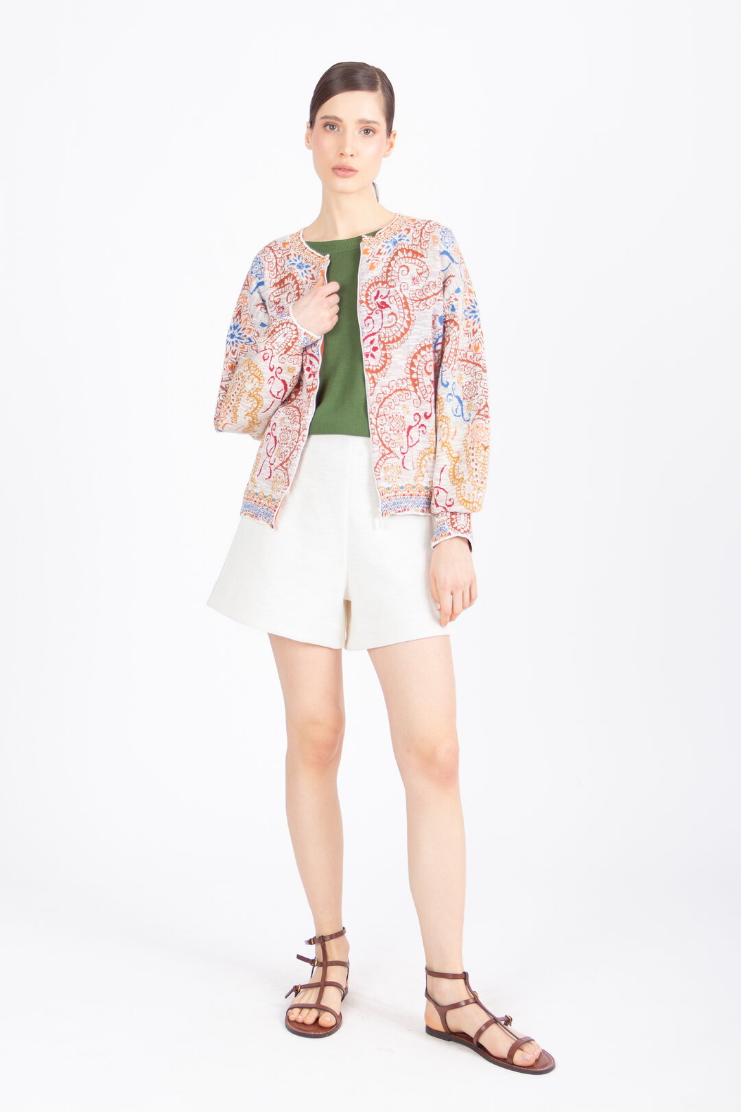 Batwing Sleeves Jacket, Ornament Pattern