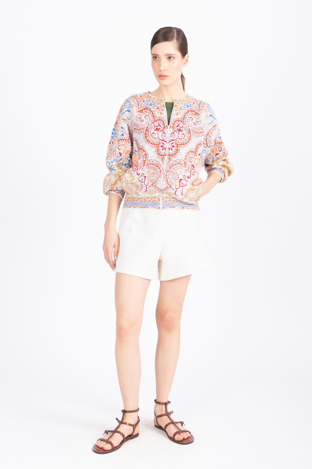 Batwing Sleeves Jacket, Ornament Pattern