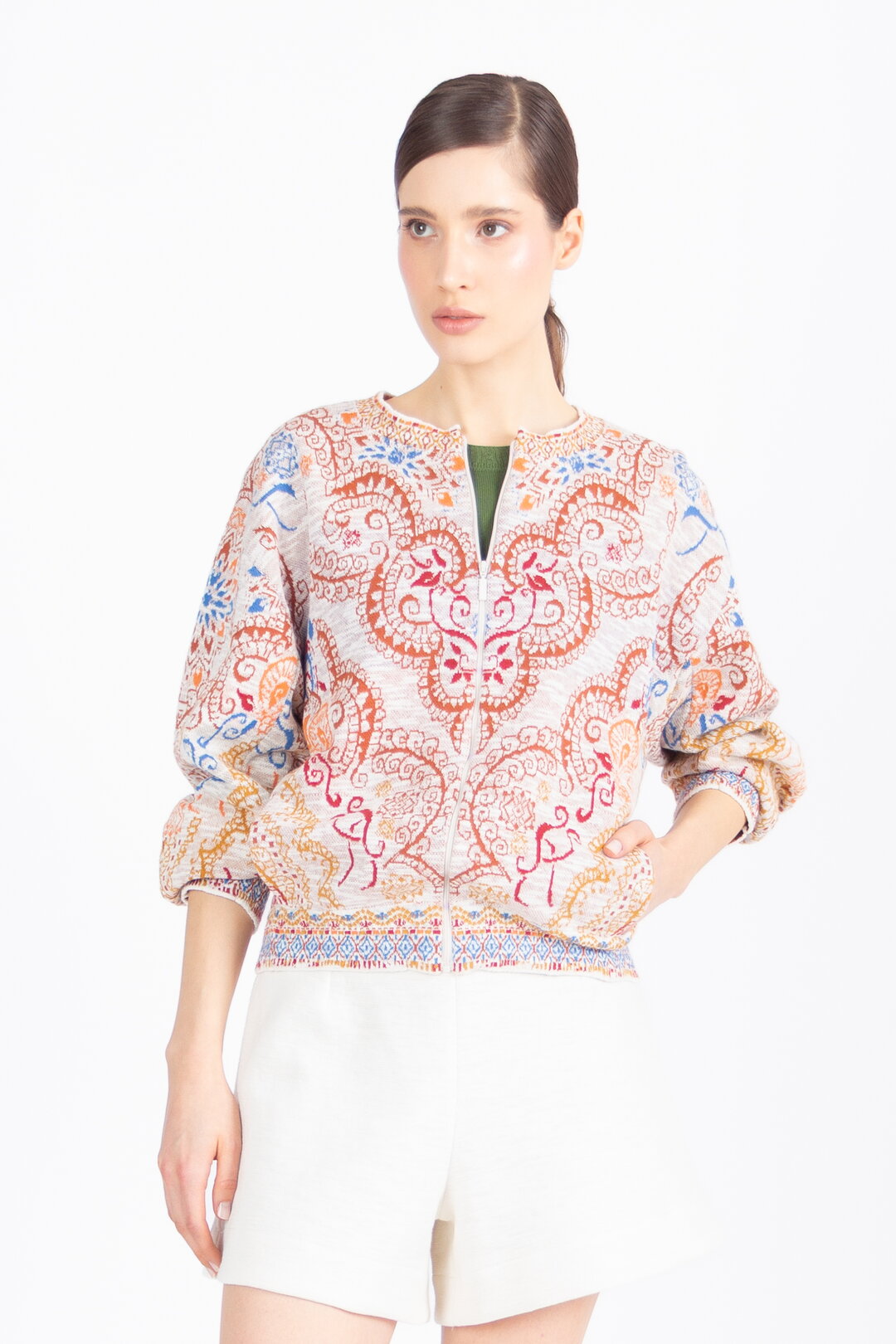 Batwing Sleeves Jacket, Ornament Pattern