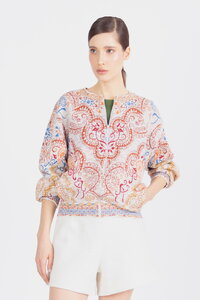 Batwing Sleeves Jacket, Ornament Pattern