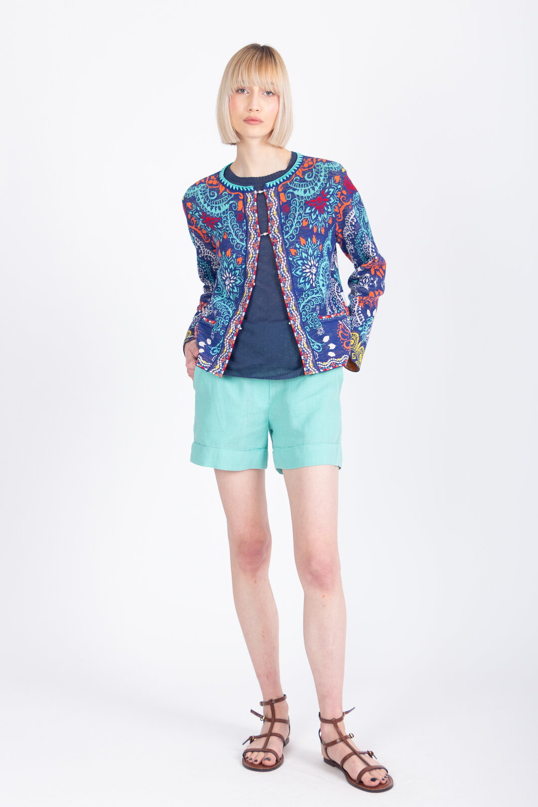 Jacquard Cardigan, Ornament Pattern