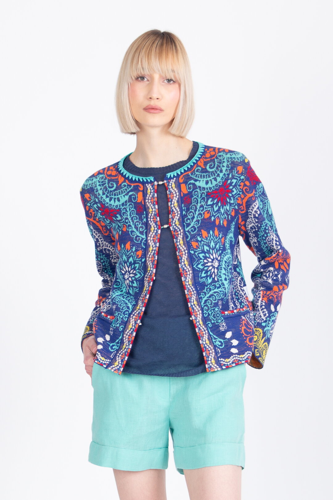 Jacquard Cardigan, Ornament Pattern