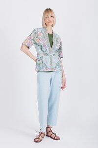 Cardigan mit V-Ausschnitt, Ornament Motiv