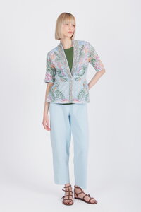 Cardigan mit V-Ausschnitt, Ornament Motiv