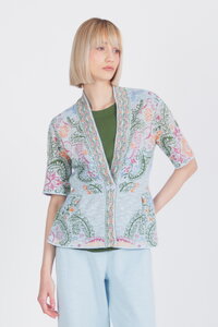 Cardigan mit V-Ausschnitt, Ornament Motiv