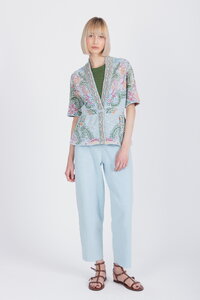 Cardigan mit V-Ausschnitt, Ornament Motiv