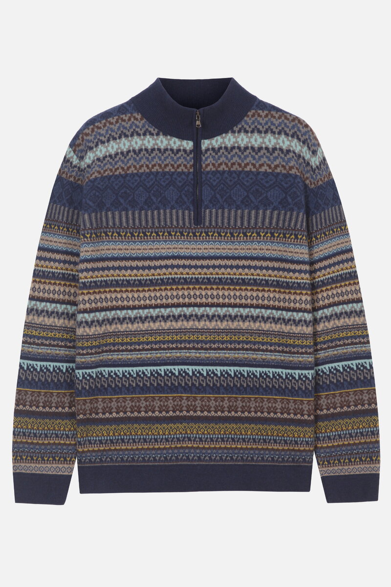 Fair Isle Muški Zip-Up Džemper
