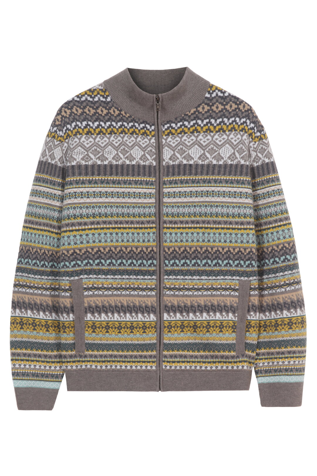 Fair-Isle-Herrenjacke mit Reißverschluss