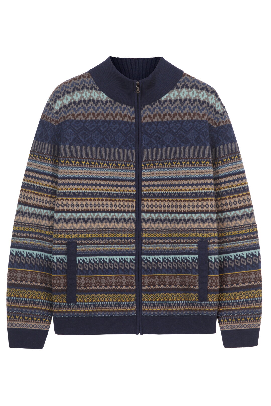 Fair-Isle-Herrenjacke mit Reißverschluss