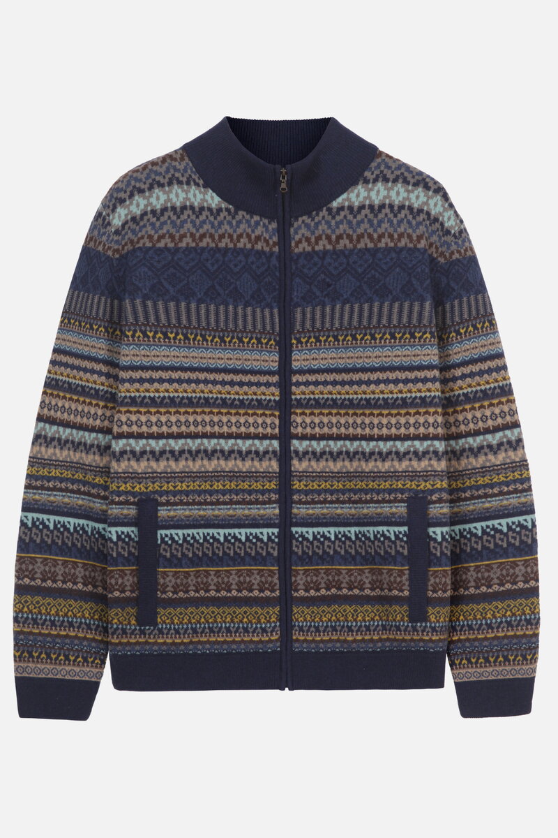 Fair-Isle-Herrenjacke mit Reißverschluss