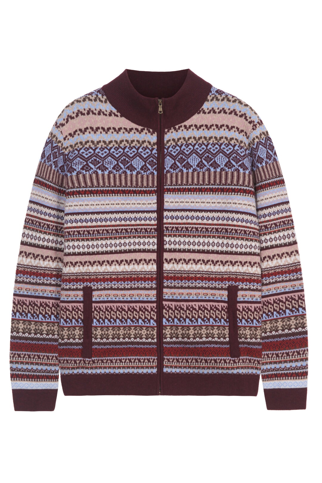 Fair-Isle-Herrenjacke mit Reißverschluss