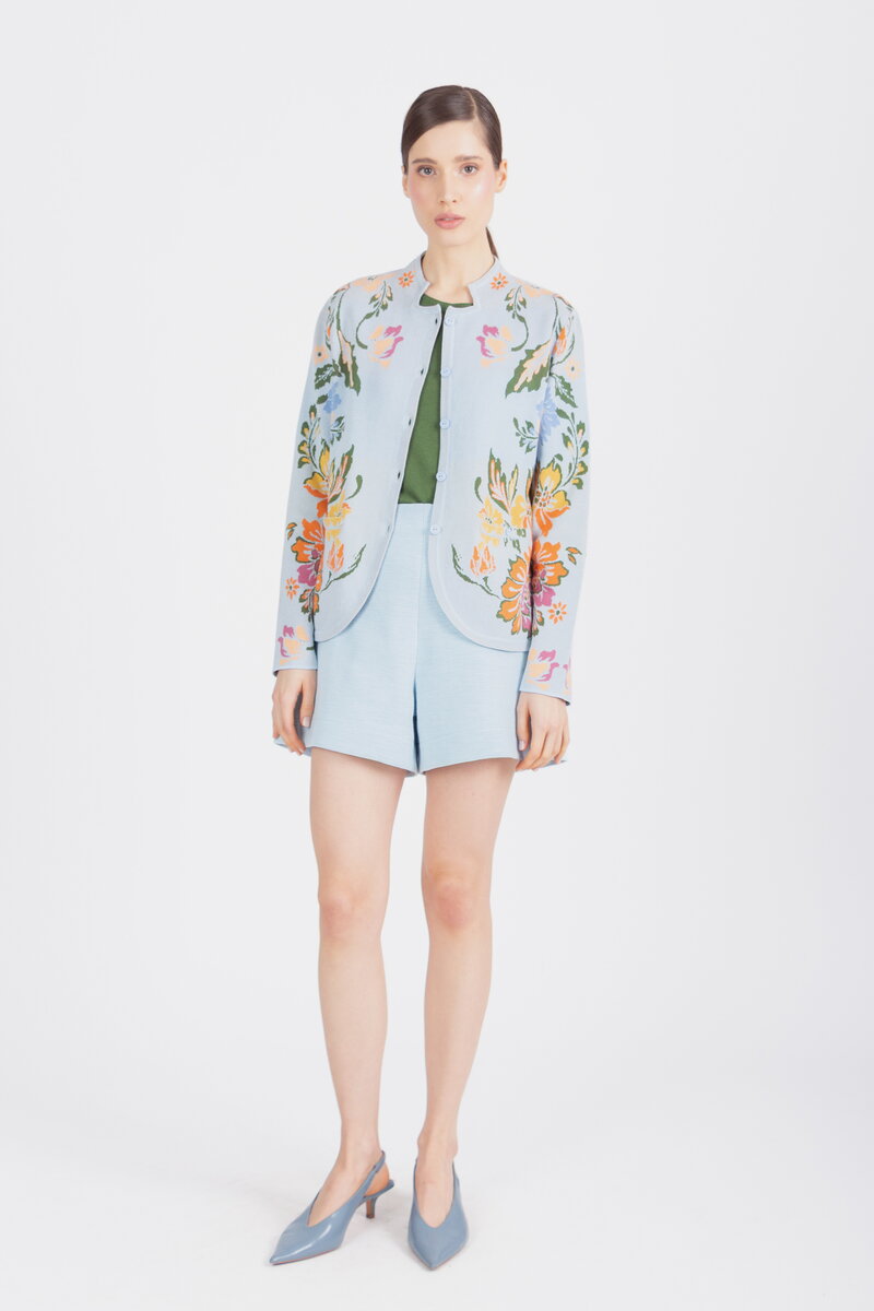 Buttoned Jacket, Floral Pattern