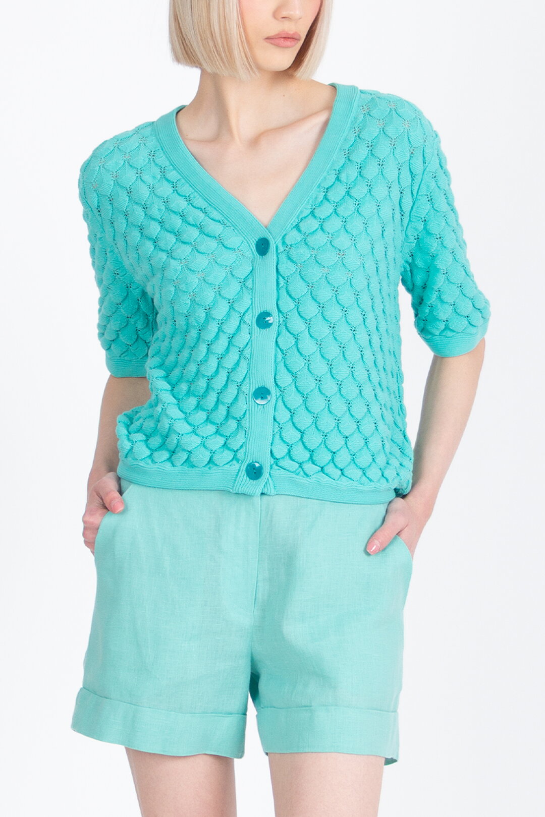 Kurzärmeliger Cardigan, Strukturmuster