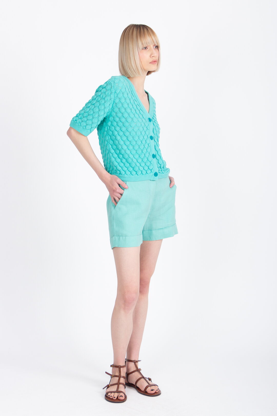 Kurzärmeliger Cardigan, Strukturmuster