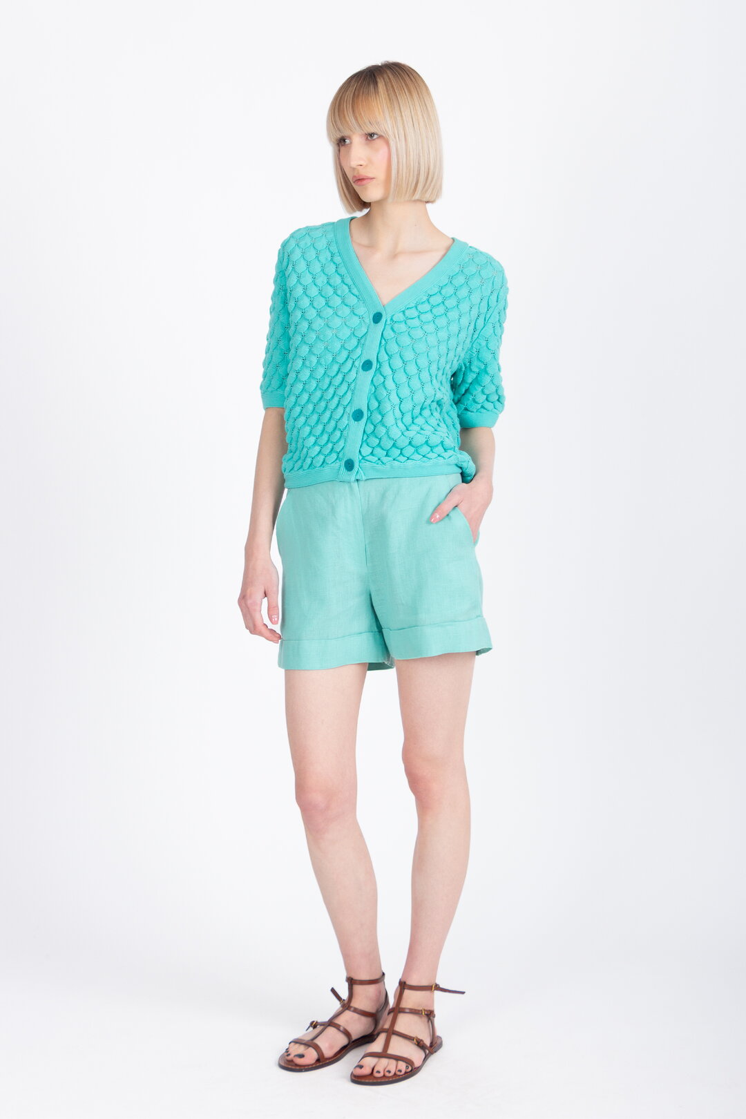 Kurzärmeliger Cardigan, Strukturmuster