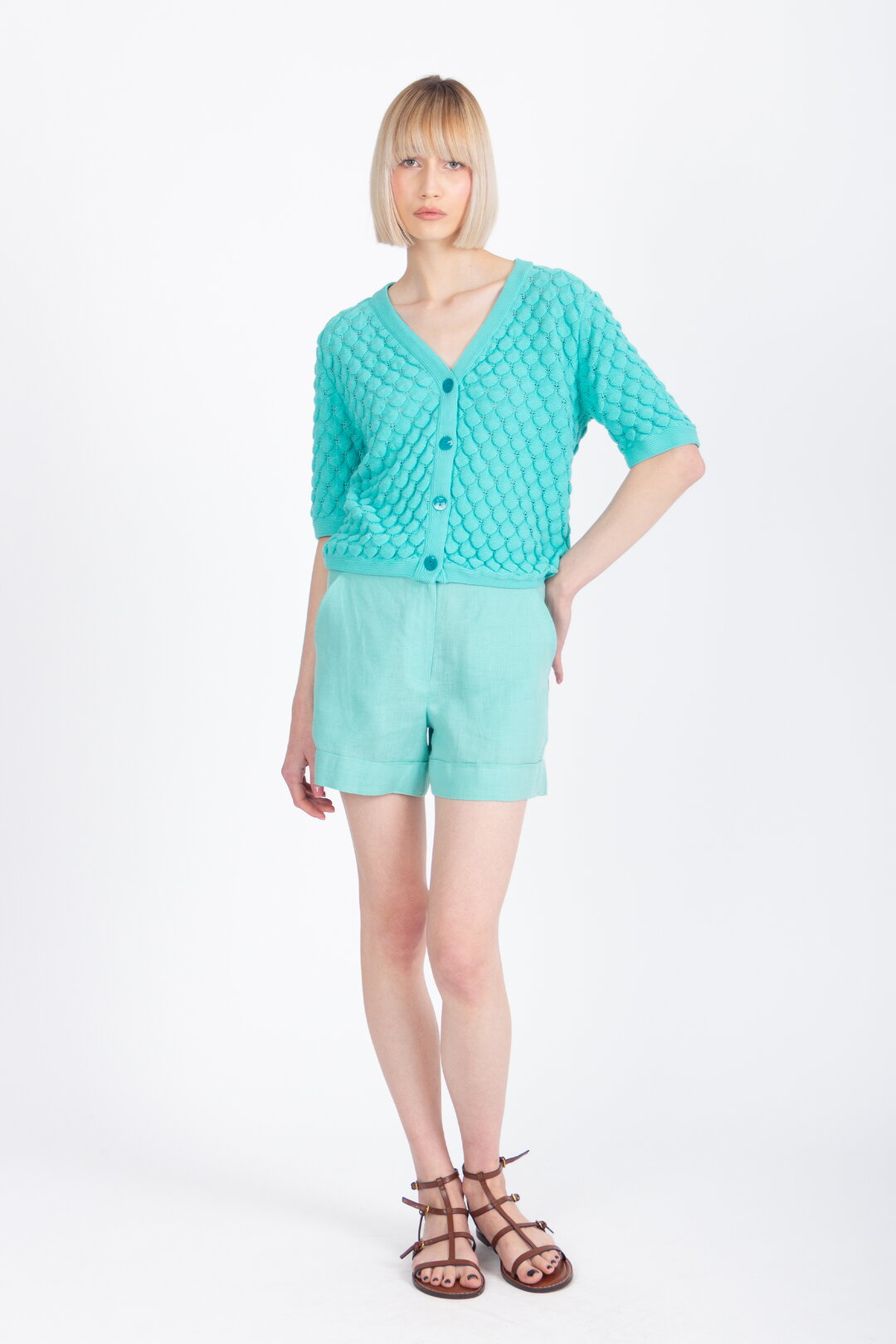 Kurzärmeliger Cardigan, Strukturmuster