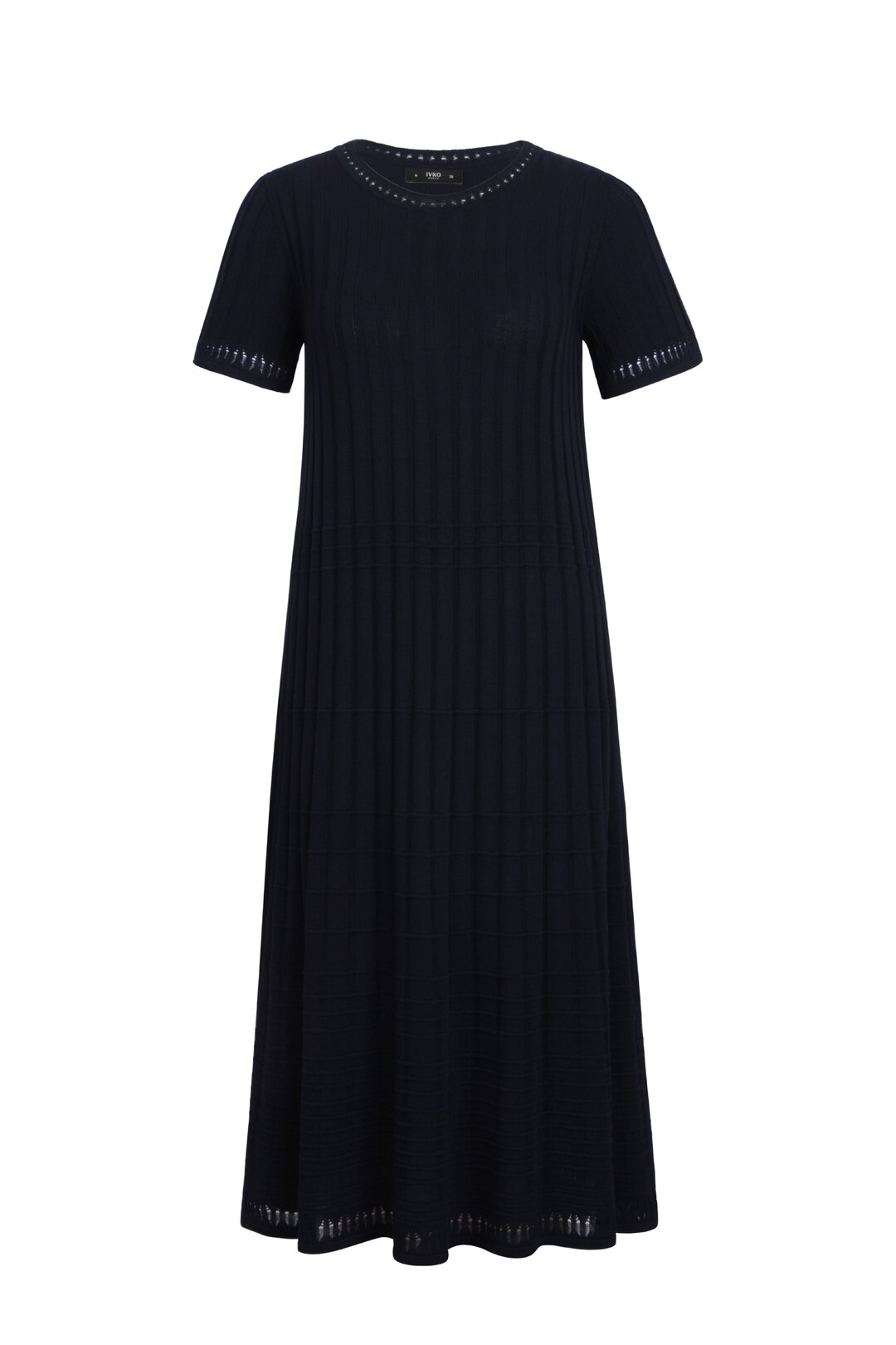 Jednobojna Rebrasta Haljina sa O-Izrezom