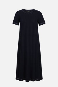 Jednobojna Rebrasta Haljina sa O-Izrezom