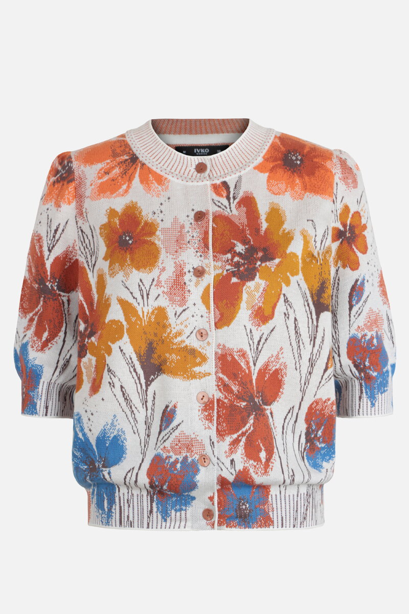 Kardigan sa Kratkim Rukavima, Cvetni Motiv