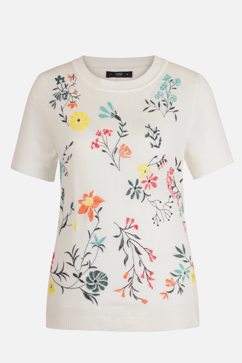 Pullover with Embroidery, Floral Pattern