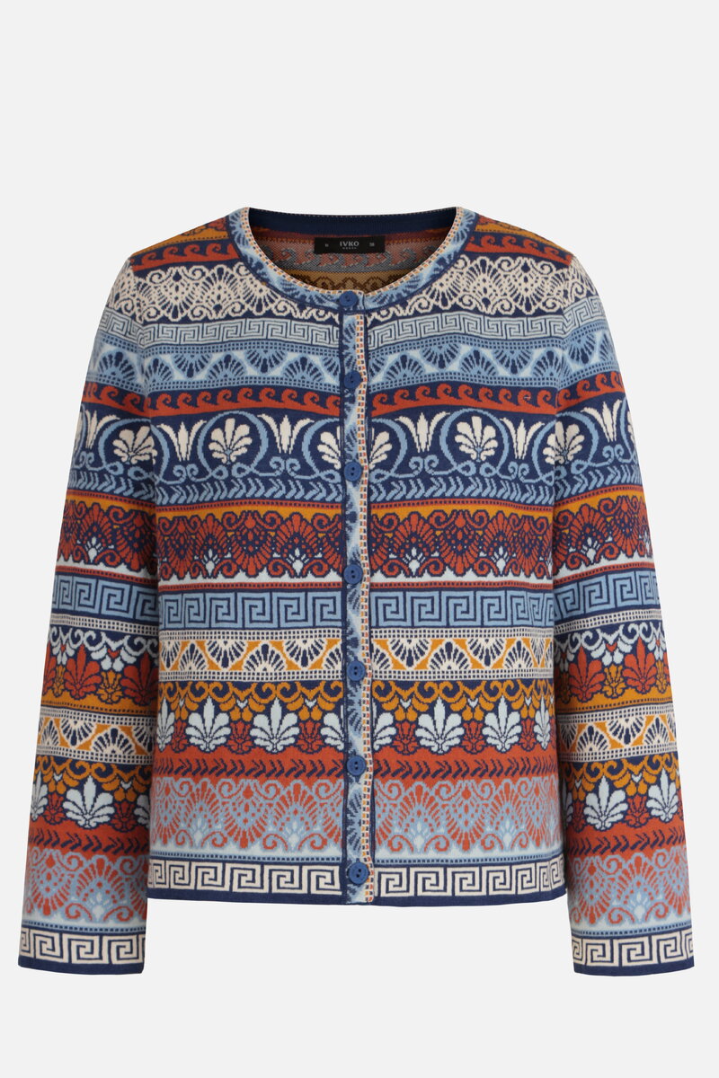 Jacquard Cardigan, Mediterranean Pattern