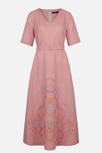 Linen Dress with Embroidery, Ornament Pattern