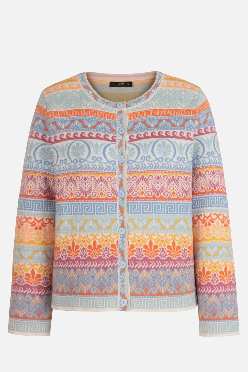 Jacquard Cardigan, Mediterranean Pattern