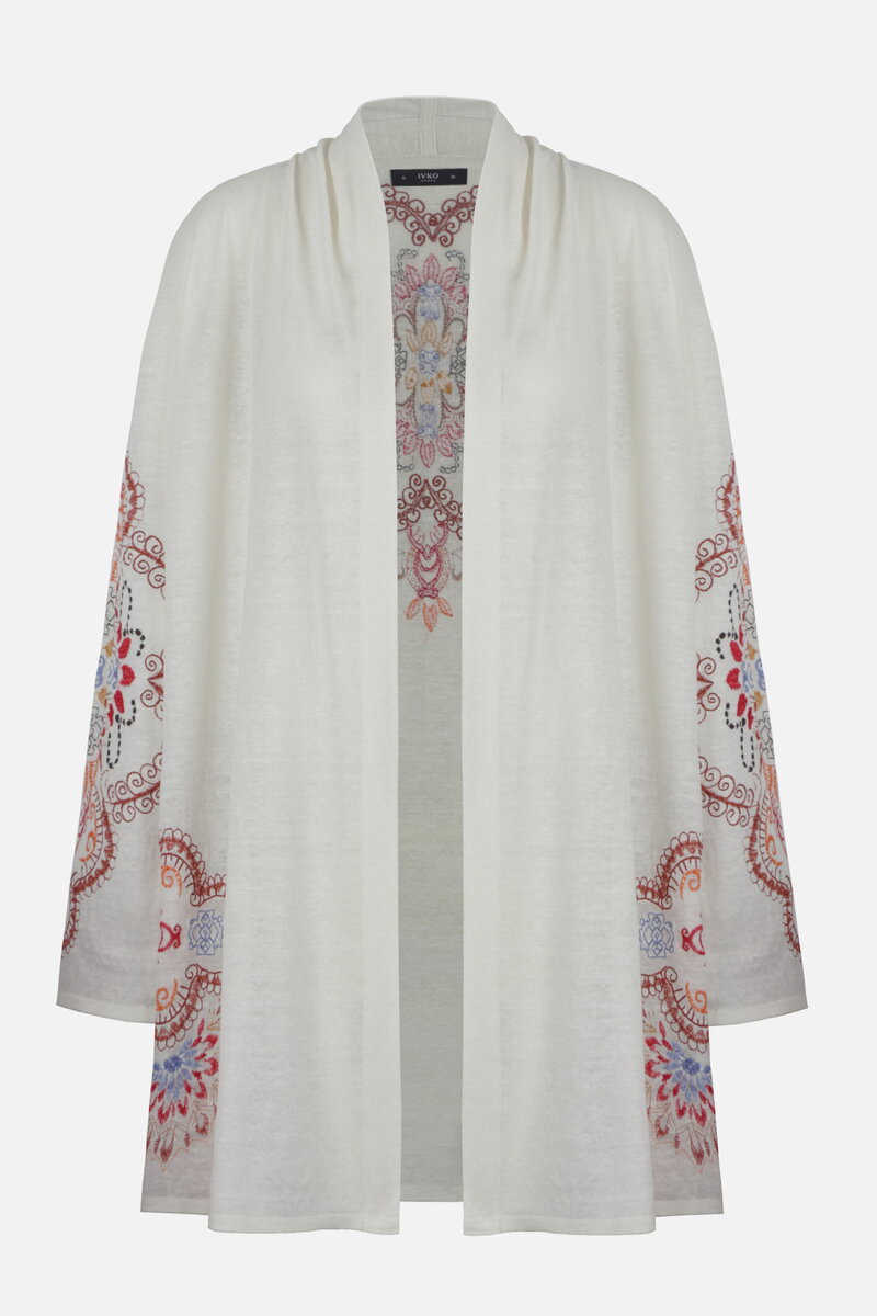 Long Cardigan With Embroidery, Ornament Pattern