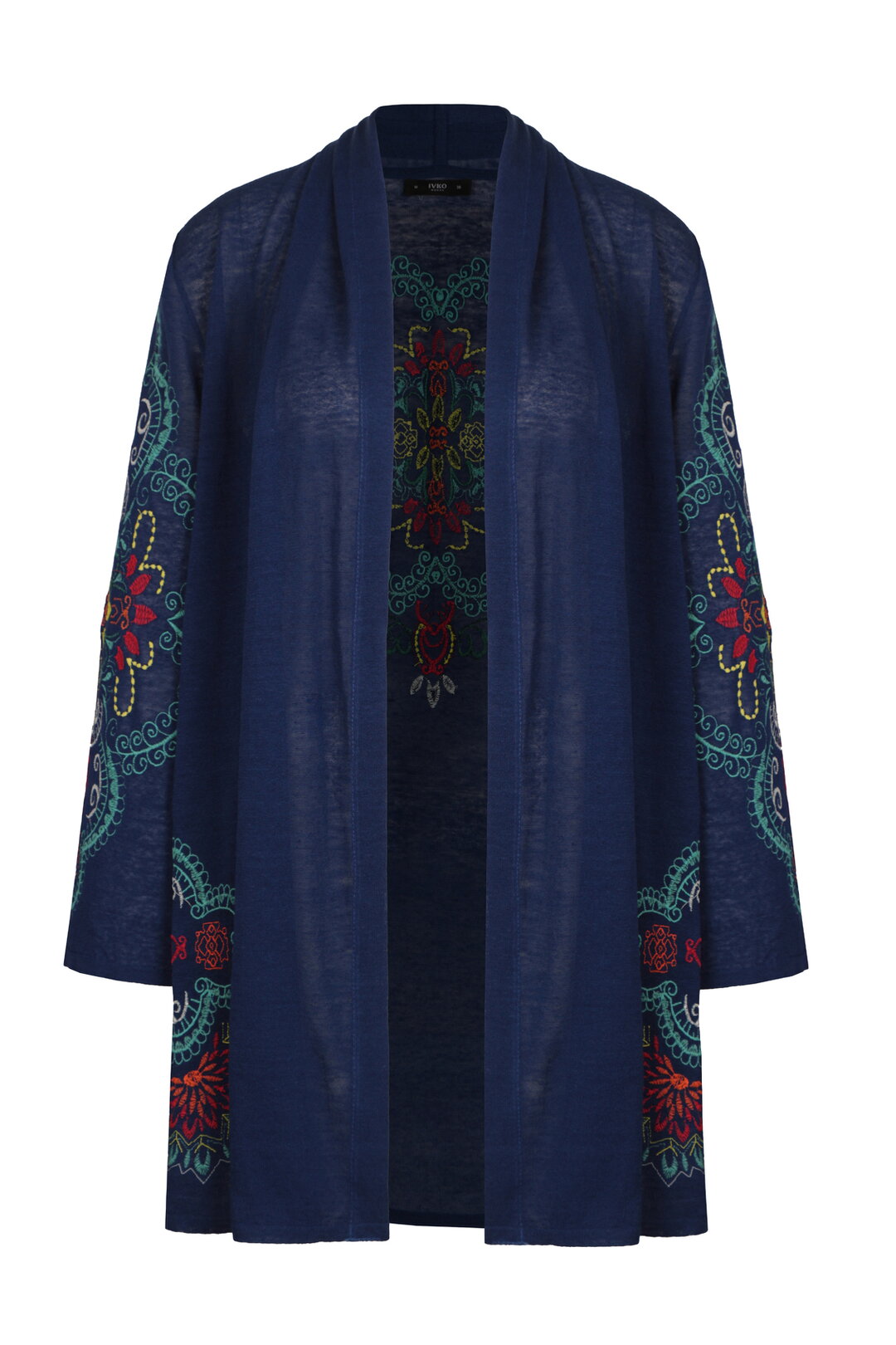 Long Cardigan With Embroidery, Ornament Pattern