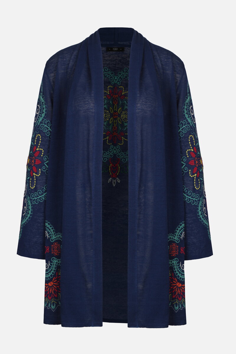 Long Cardigan With Embroidery, Ornament Pattern