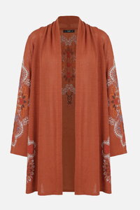 Long Cardigan With Embroidery, Ornament Pattern