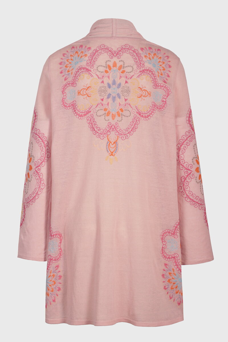 Langer Cardigan mit Stickerei, Ornament Motiv