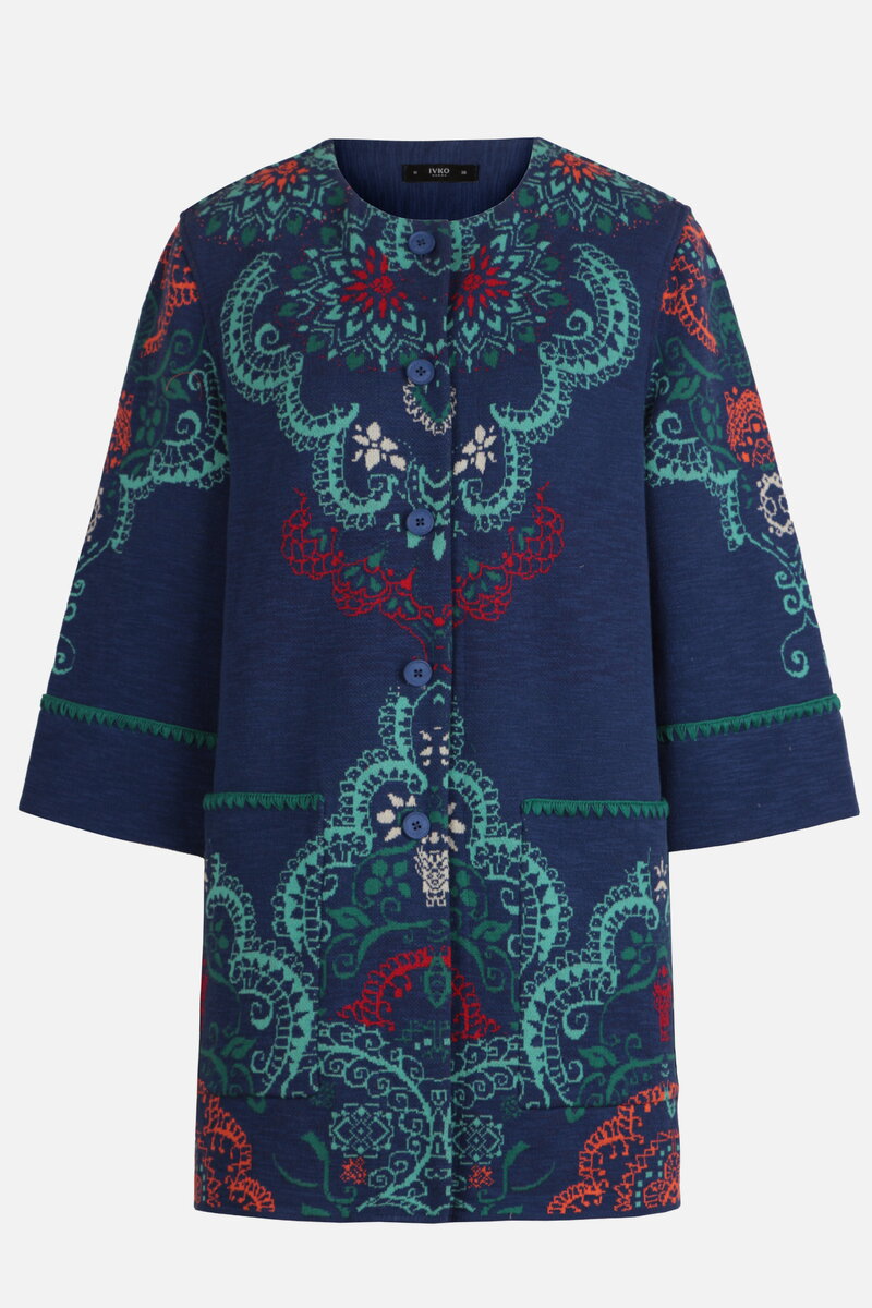 Jacquard Coatigan, Ornament Pattern