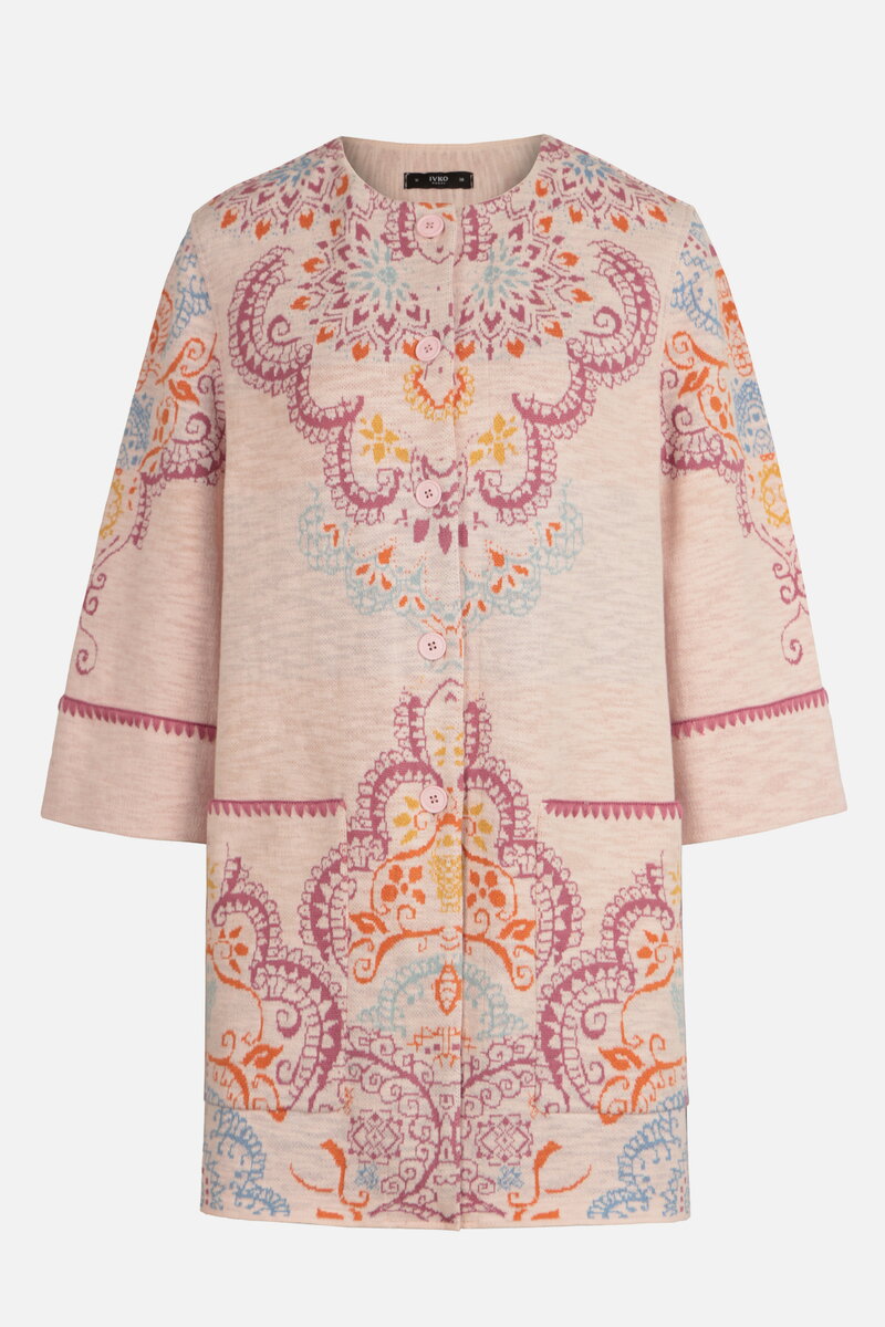 Jacquard Coatigan, Ornament Pattern