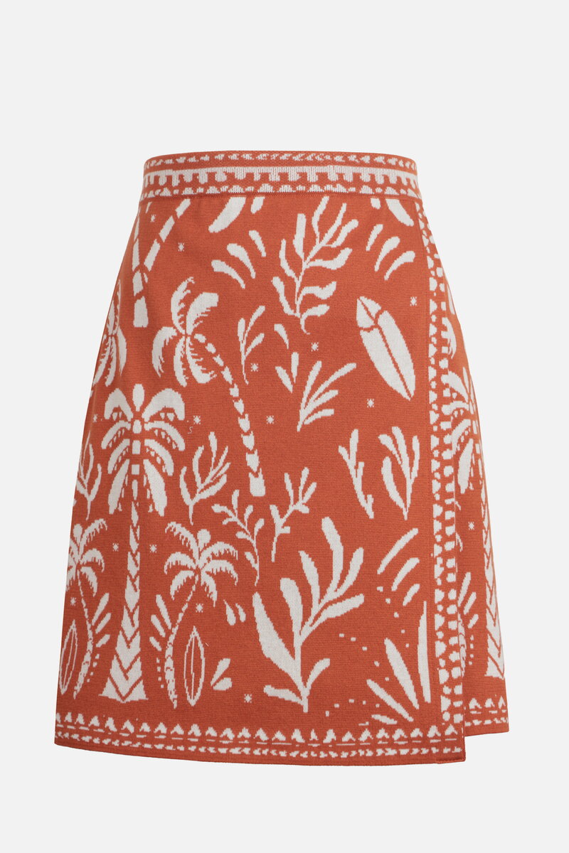 Jacquard Wrap Skirt, Urban Botanic Pattern